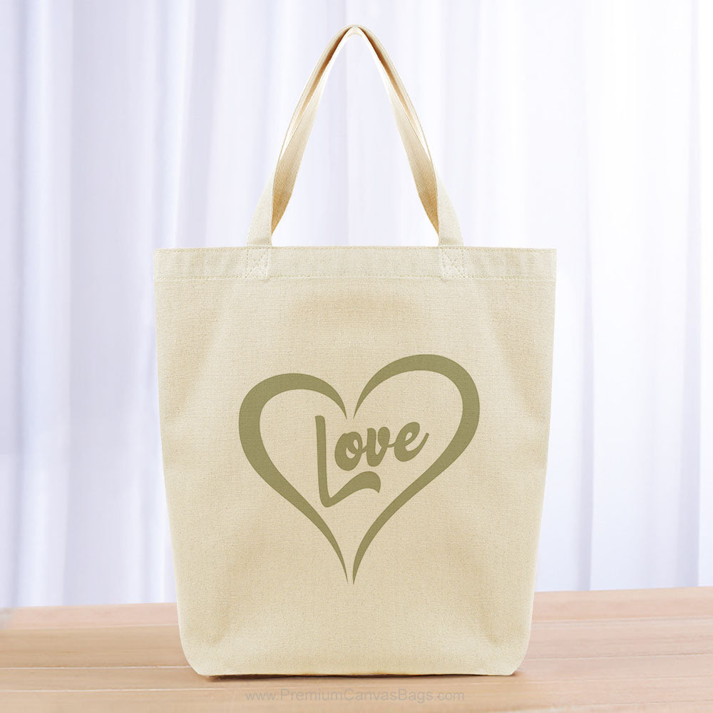 Valentines Tote Bag - khaki