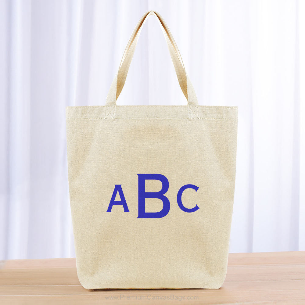 Monogram Three Initials Tote Bag - blue