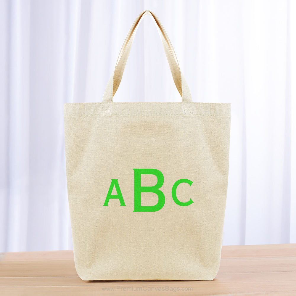 Monogram Three Initials Tote Bag - green