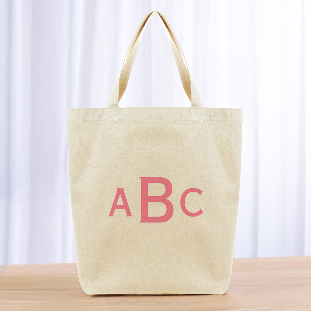 Monogram Three Initials Tote Bag - pink
