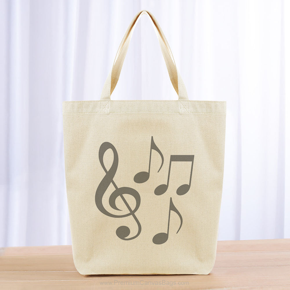 Music Notes Tote Bag - gray