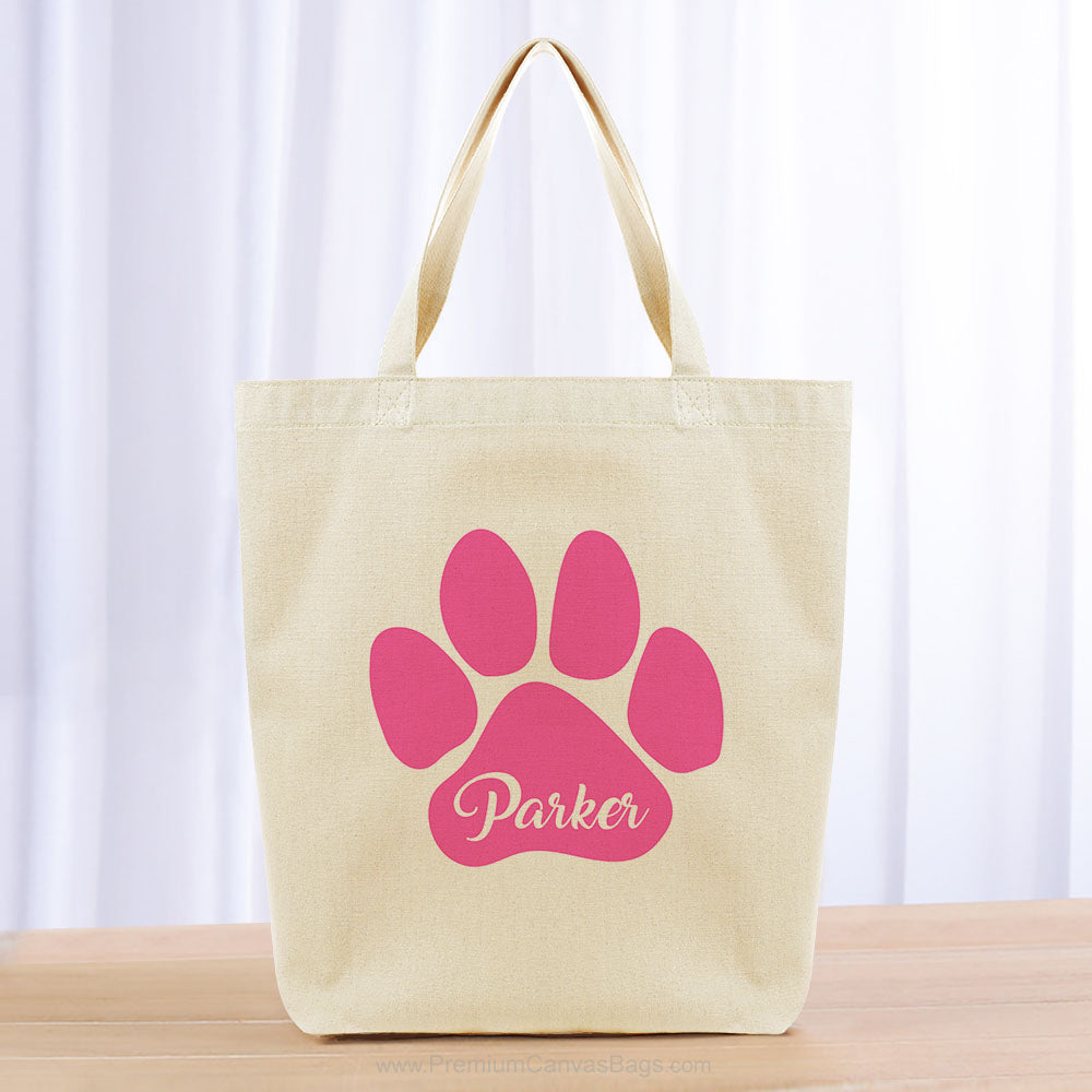 Personalized Dog Tote Bag - hot pink