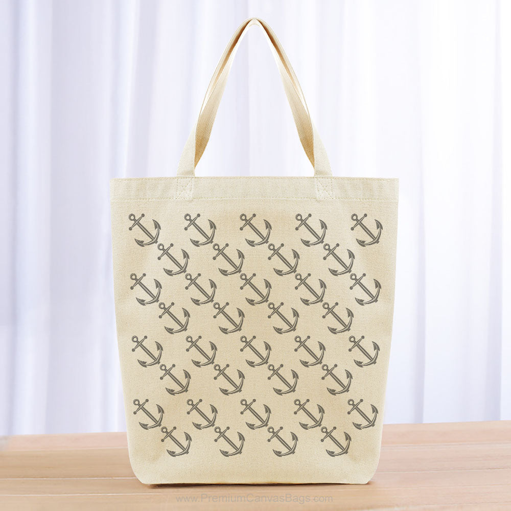 Anchor Pattern Tote Bag - gray