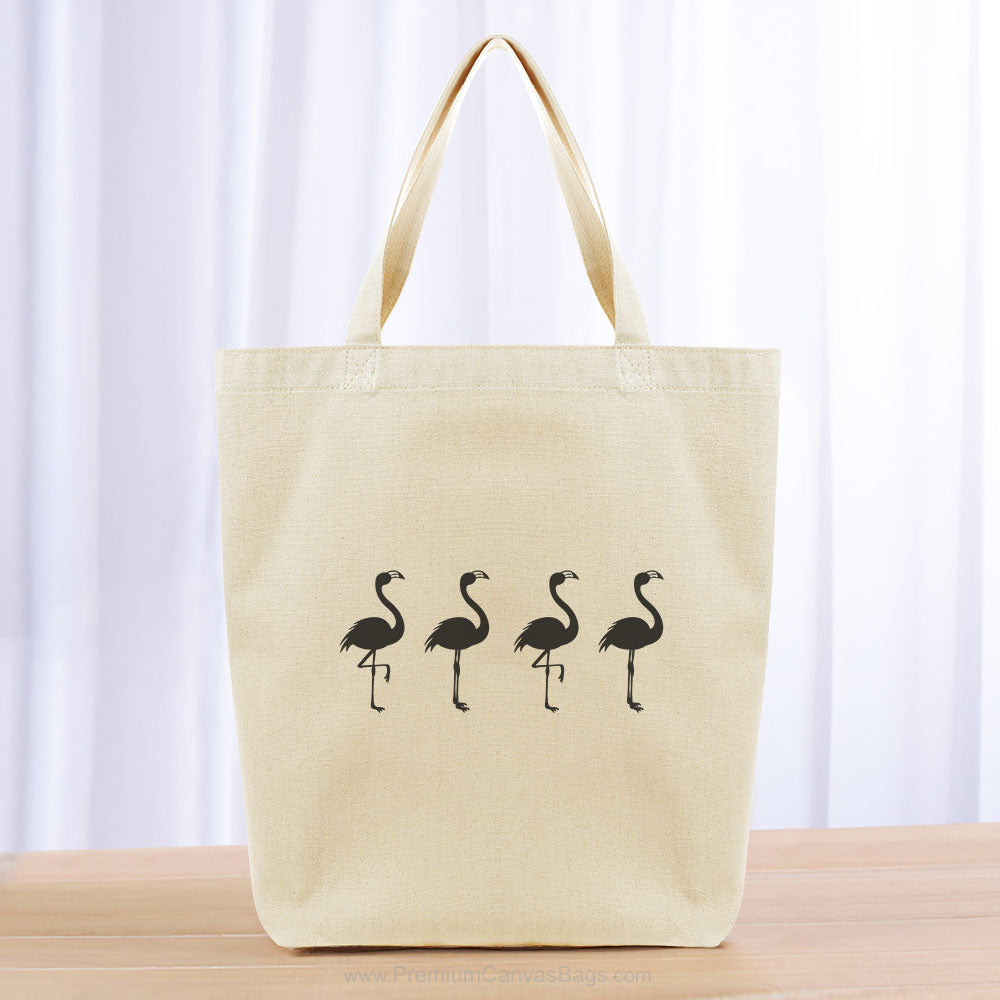 Four Flamingos Tote Bag - black