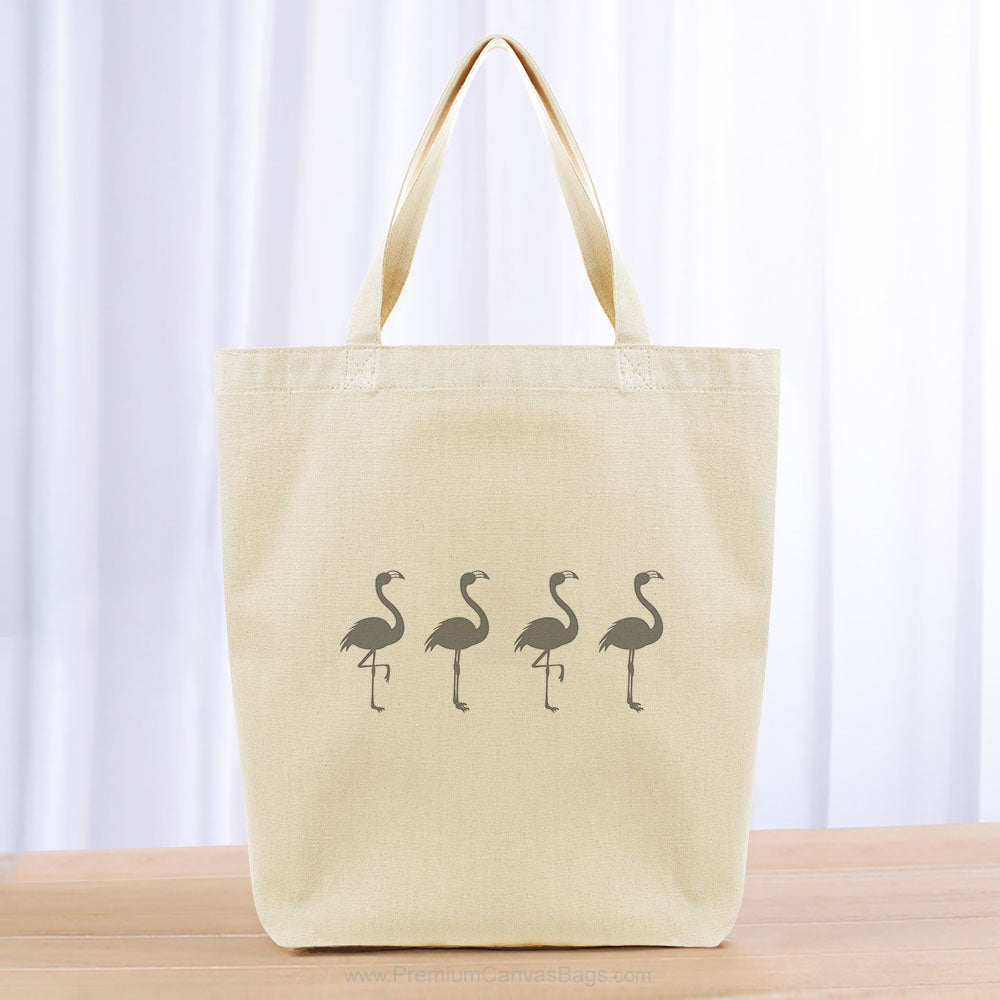 Four Flamingos Tote Bag - gray