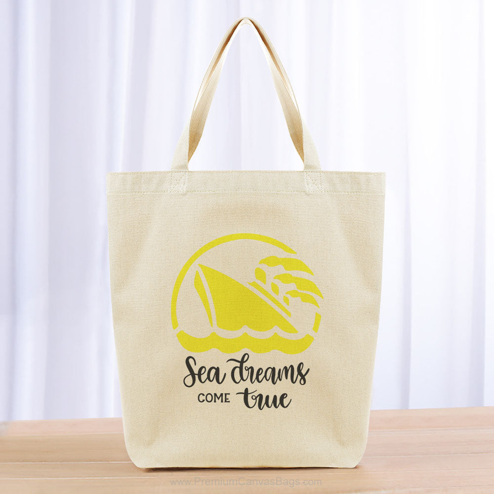 Sea Dreams Come True Tote Bag - black yellow