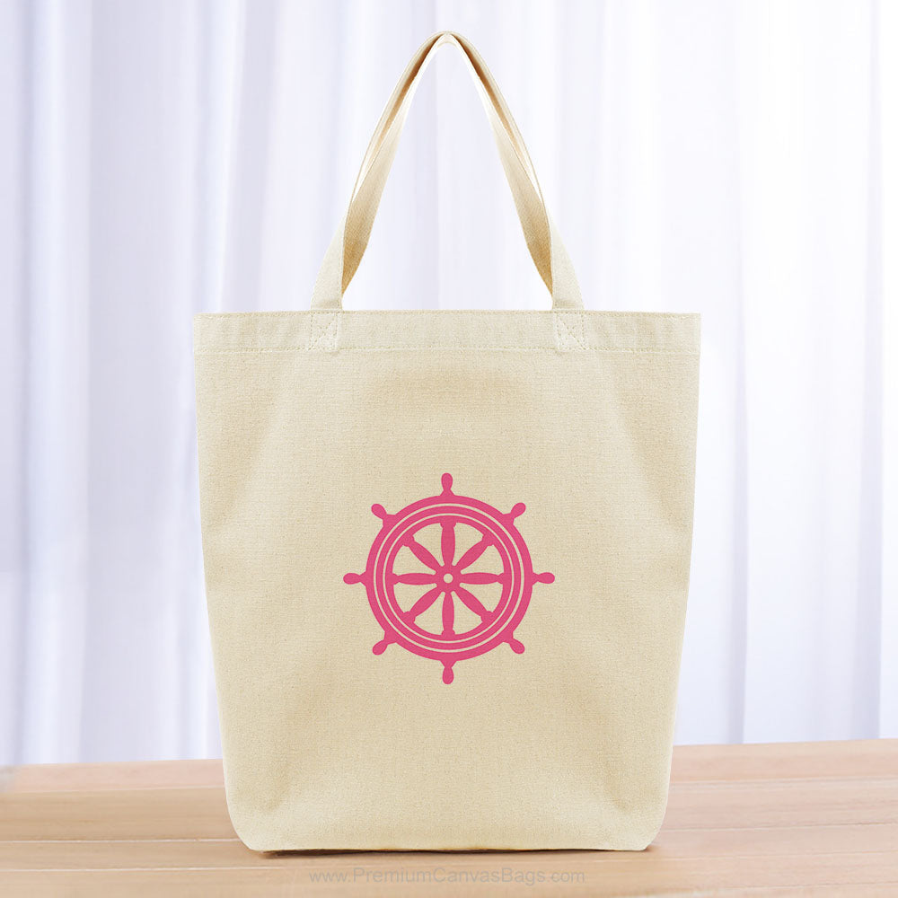 Captain Ship Wheel Tote Bag - hot pink