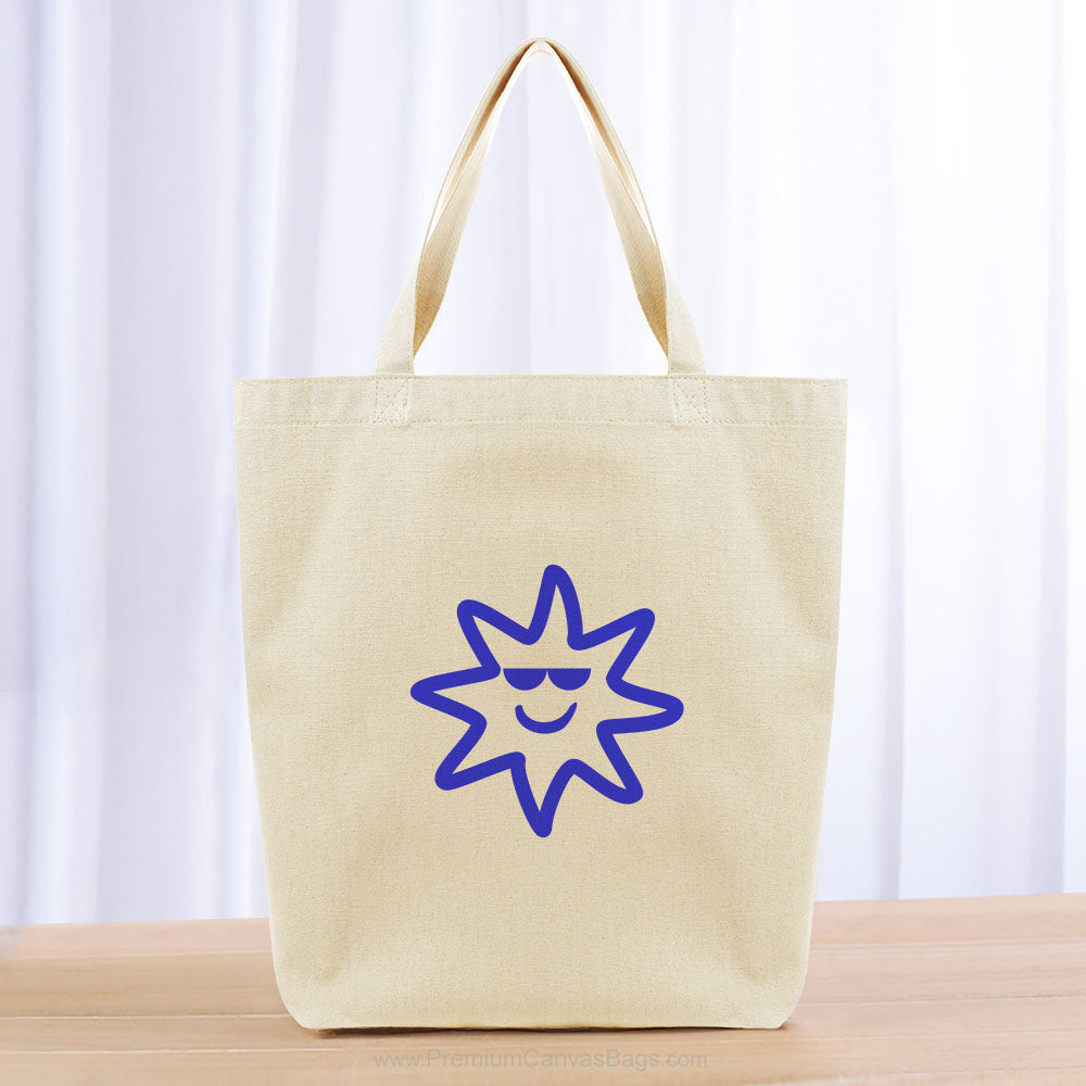 Sunglass Smiling Sun Tote Bag - blue