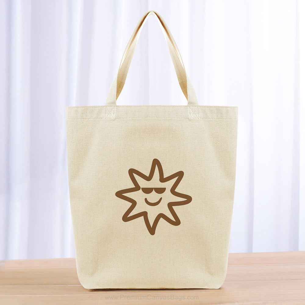 Sunglass Smiling Sun Tote Bag - brown