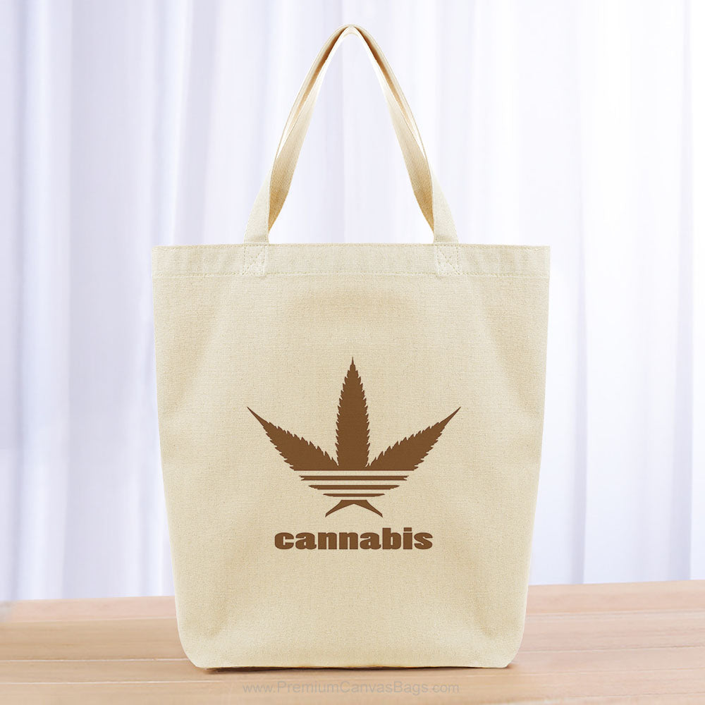 Cannabis Leaf Tote Bag - brown