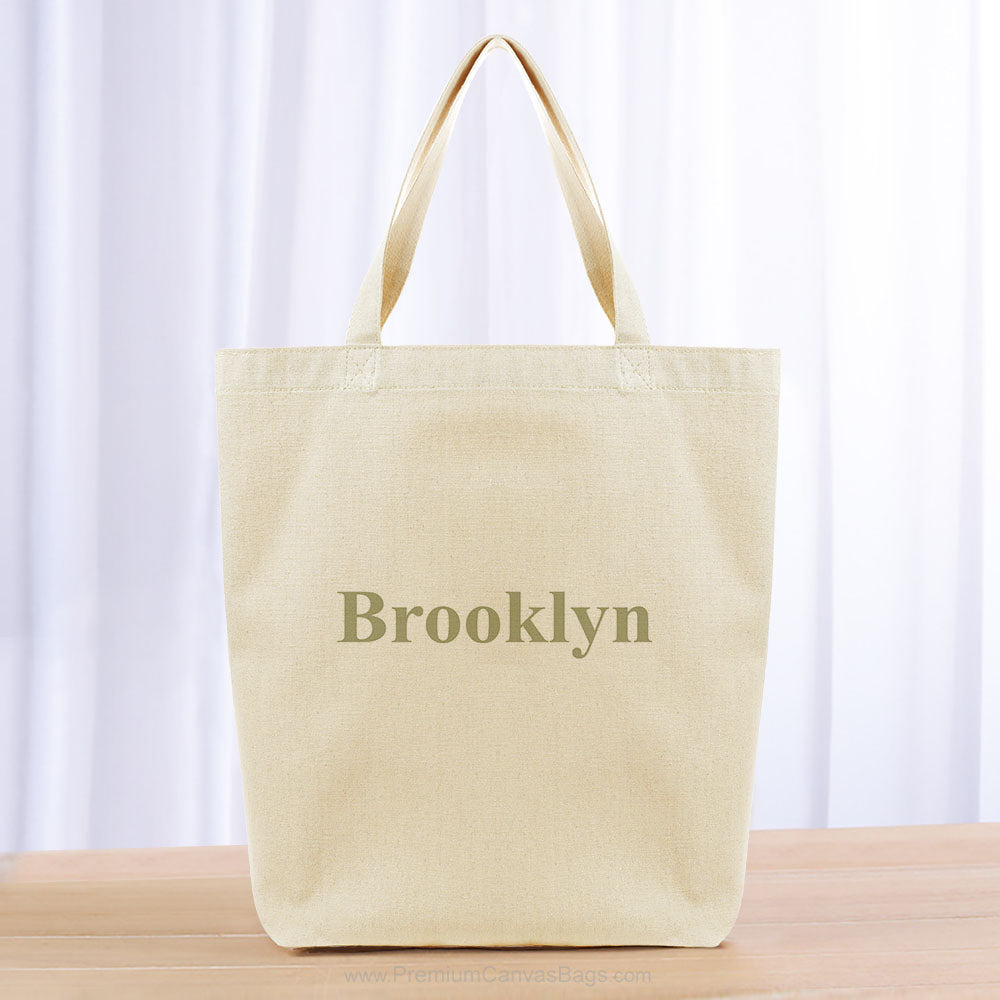 Roman Custom Text Tote Bag - khaki
