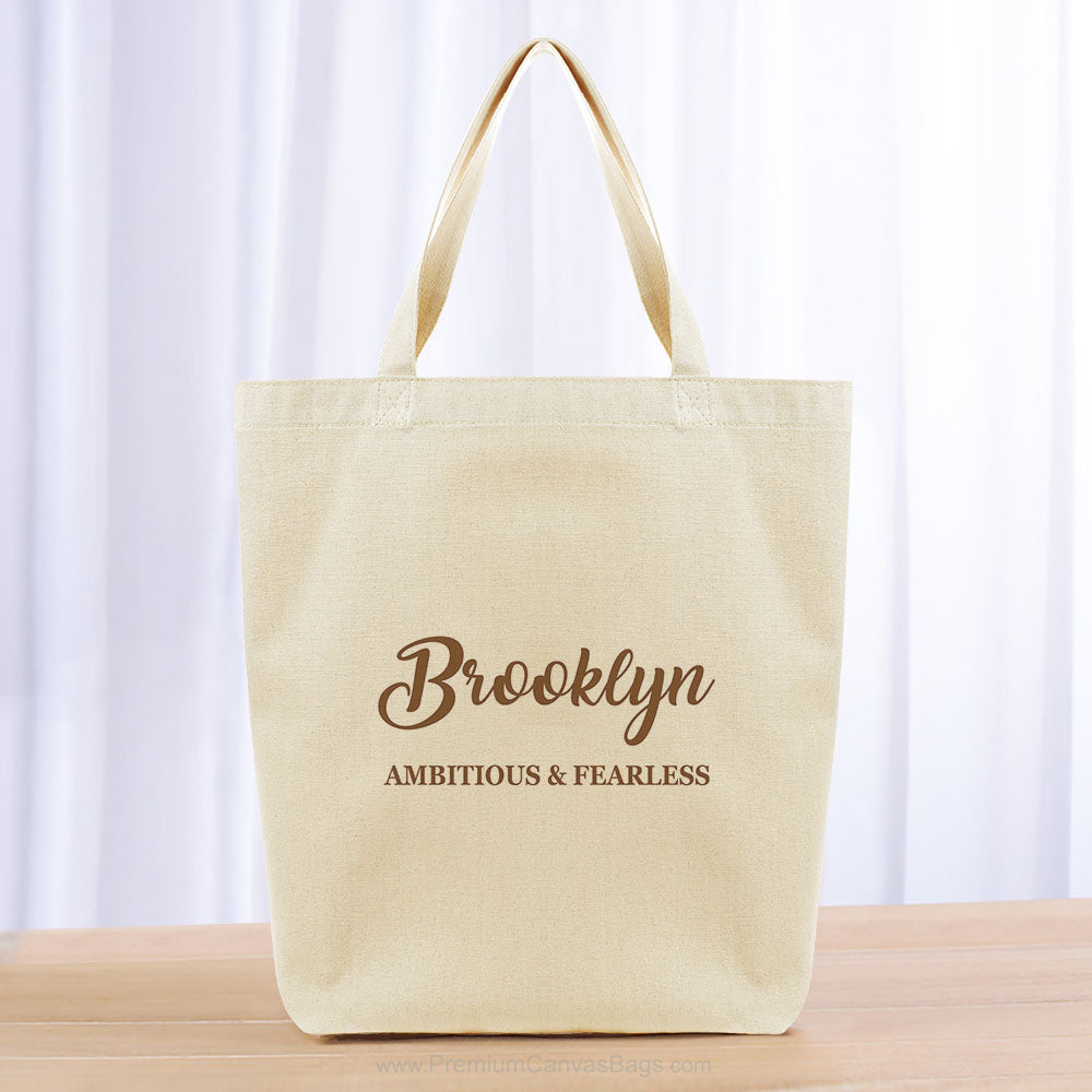 Script Custom Text Tote Bag - brown