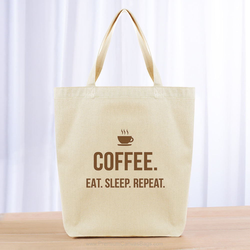 Coffee Eat Sleep Repeat Tote Bag - brown