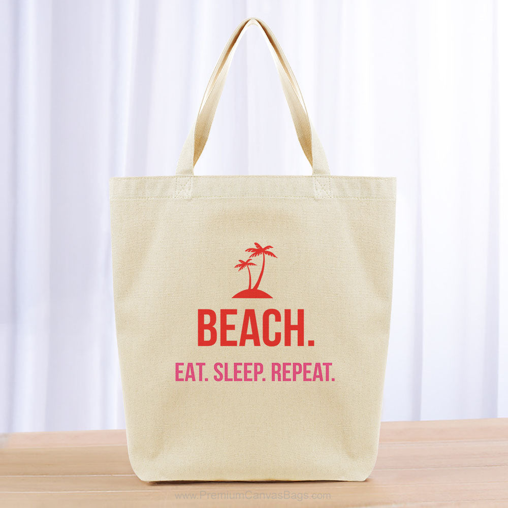 Beach Eat Sleep Repeat Tote Bag - yellow orange blue
