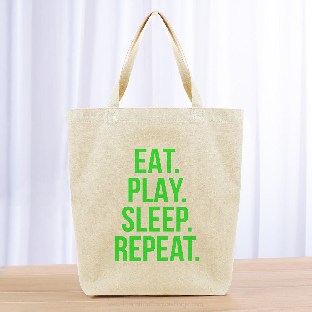Eat Play Sleep Repeat Tote Bag - green
