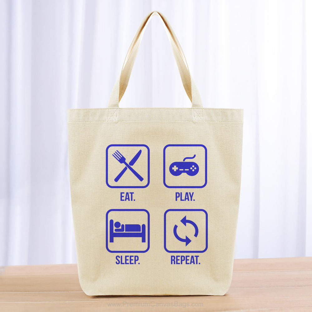 Eat Play Sleep Repeat Tote Bag - blue