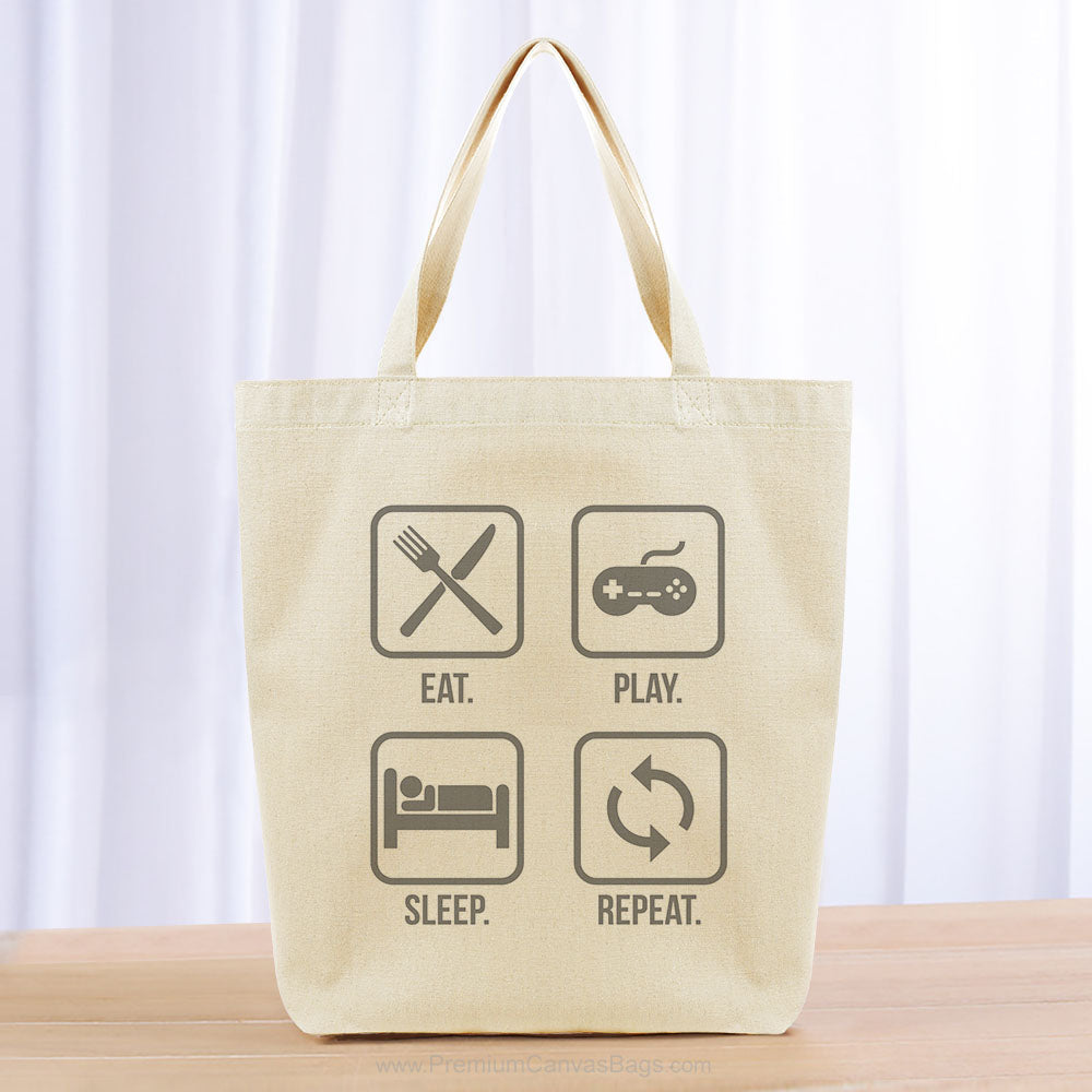 Eat Play Sleep Repeat Tote Bag - gray