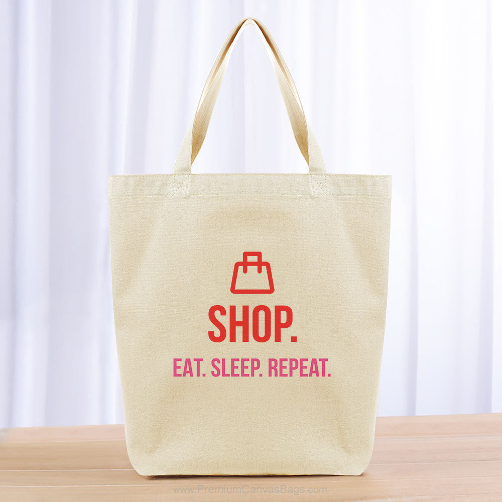 Shop Eat Sleep Repeat Tote Bag - yellow orange blue