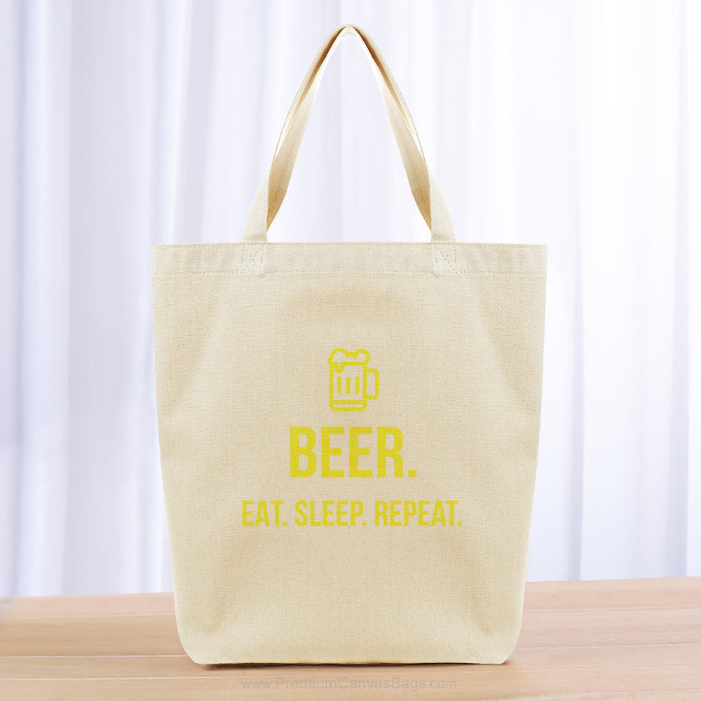 Beer Eat Sleep Repeat Tote Bag - yellow
