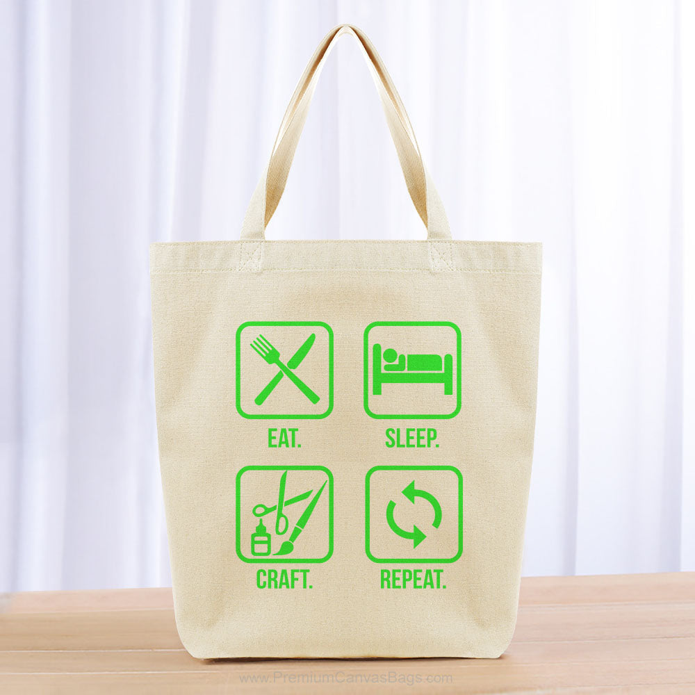 Eat Sleep Craft Repeat Tote Bag - green