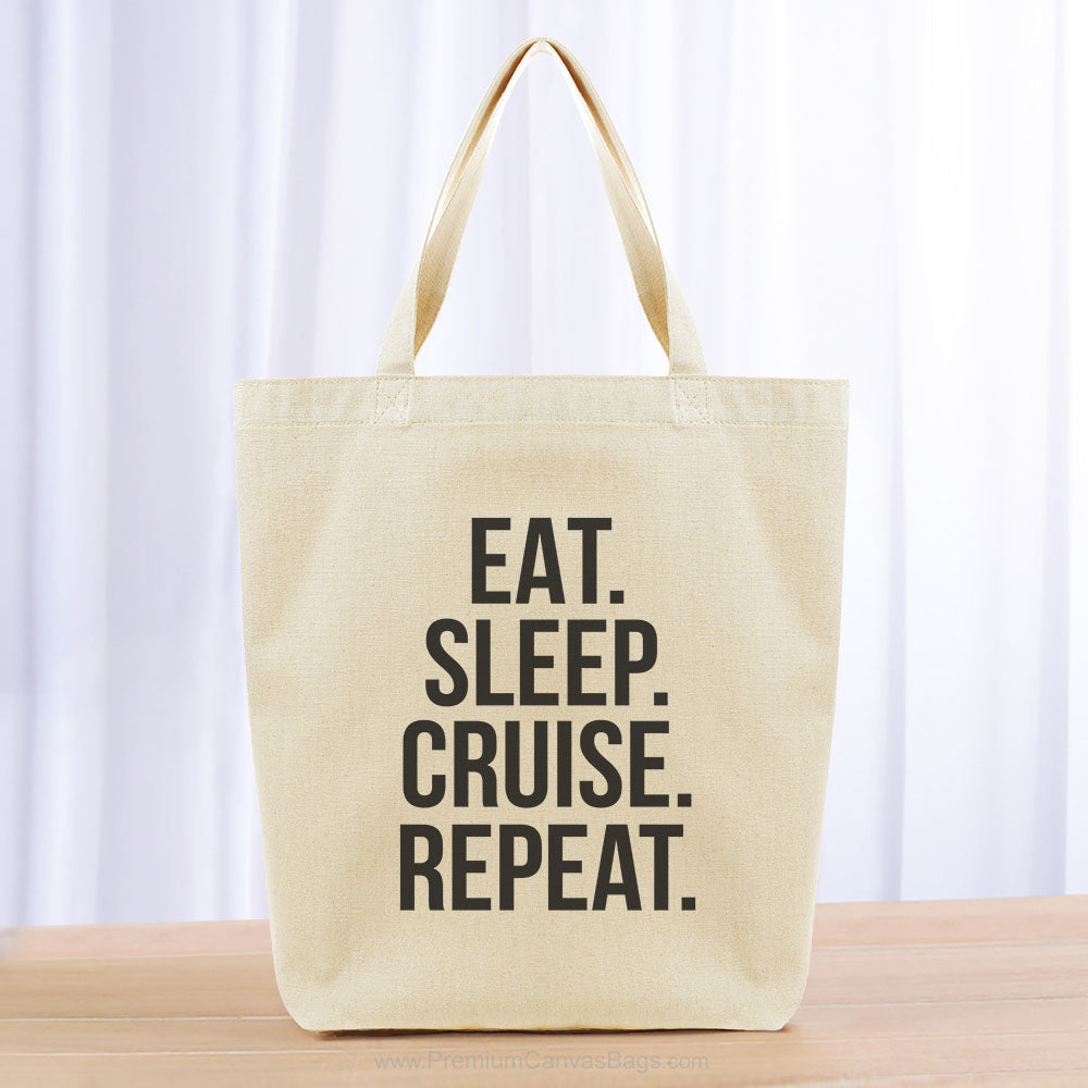 Eat Sleep Cruise Repeat Tote Bag - black