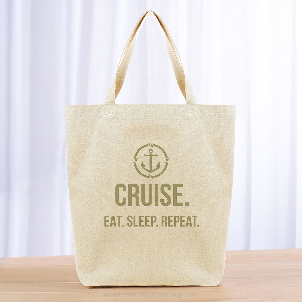 Cruise Eat Sleep Repeat Tote Bag - khaki