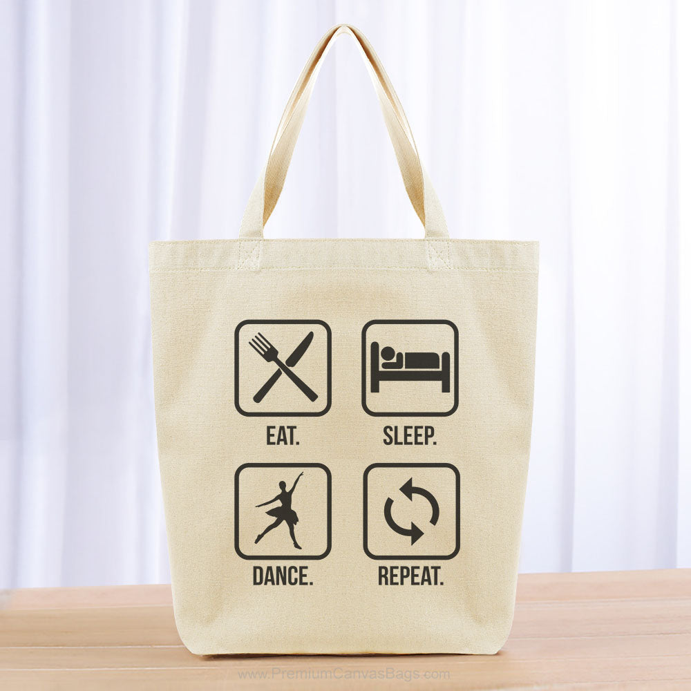 Eat Sleep Dance Repeat Tote Bag - black
