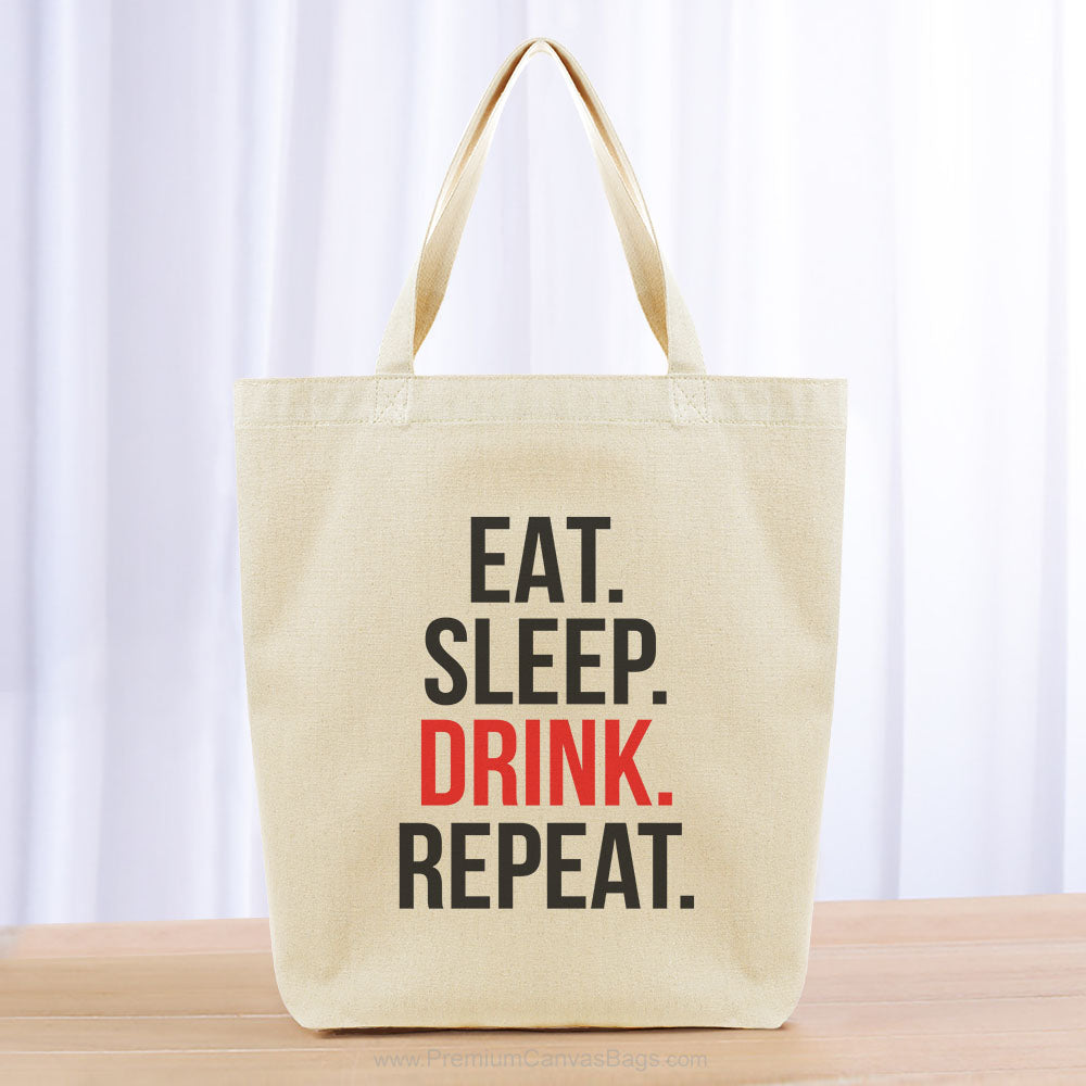 Eat Sleep Drink Repeat Tote Bag - black red