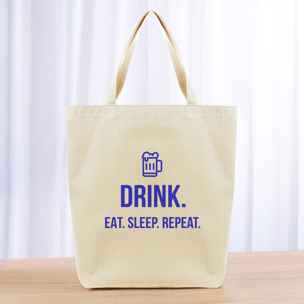Drink Eat Sleep Repeat Tote Bag - blue