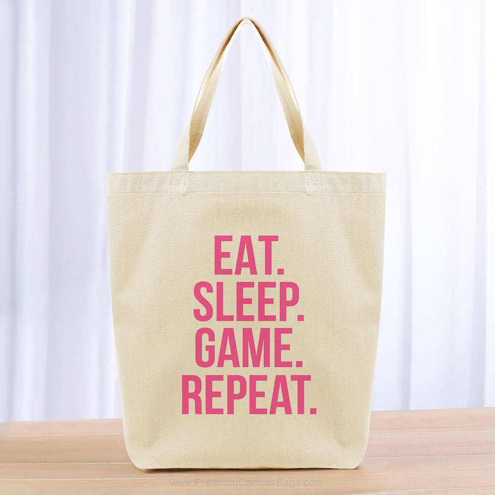 Eat Sleep Game Repeat Tote Bag - hot pink