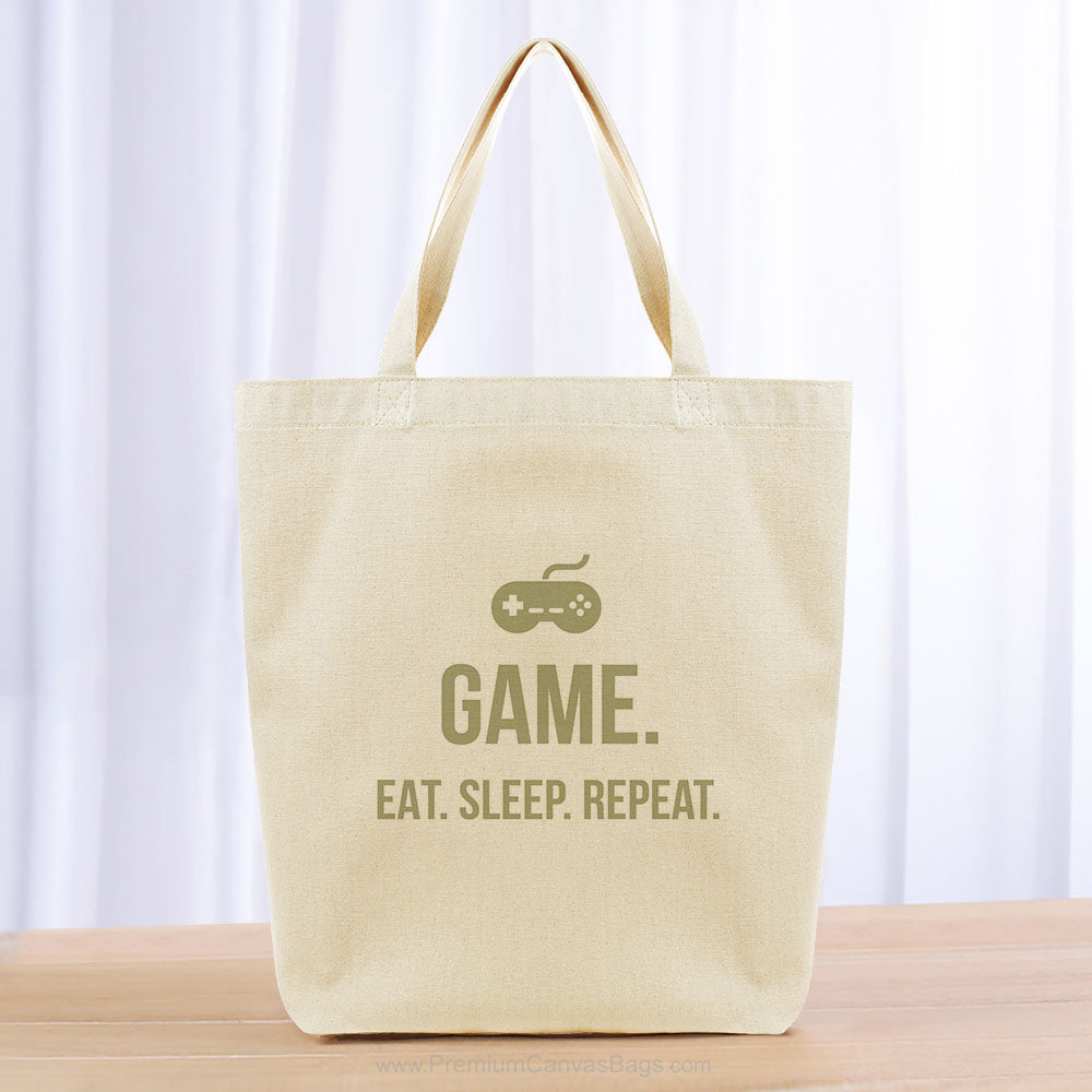 Game Eat Sleep Repeat Tote Bag - khaki
