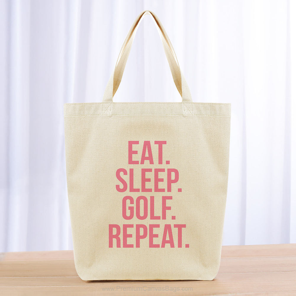 Eat Sleep Golf Repeat Tote Bag - pink
