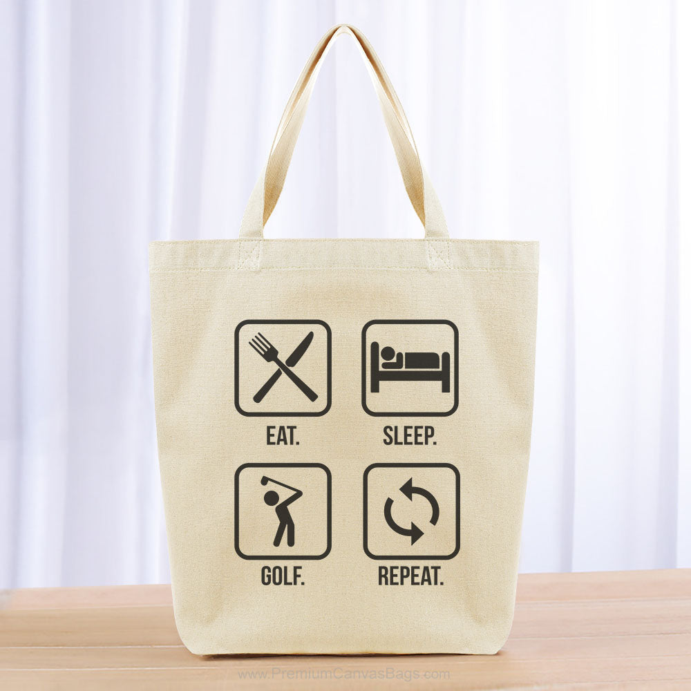 Eat Sleep Golf Repeat Tote Bag - black