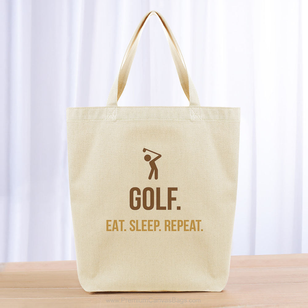 Golf Eat Sleep Repeat Tote Bag - brown yellow orange