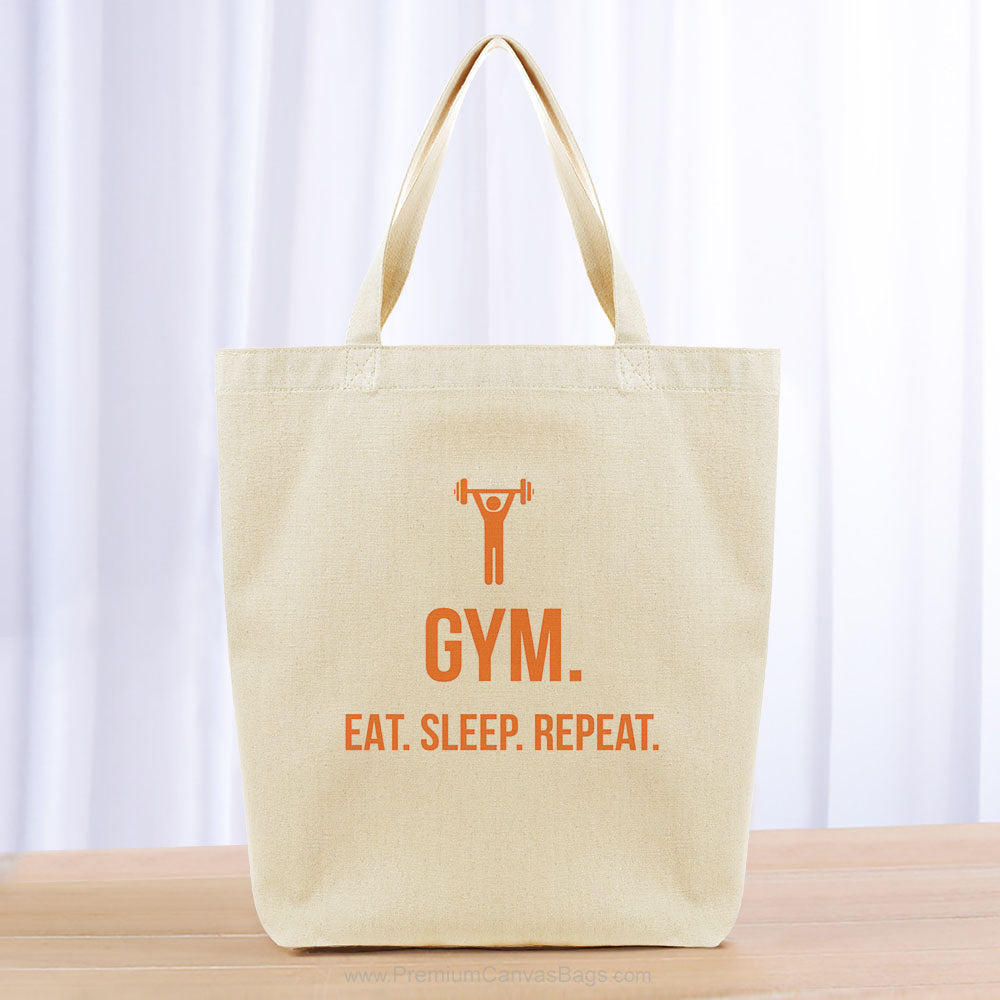 Gym Eat Sleep Repeat Tote Bag - orange