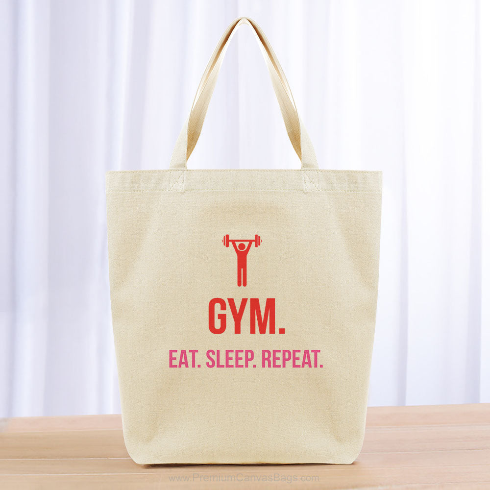 Gym Eat Sleep Repeat Tote Bag - yellow orange blue