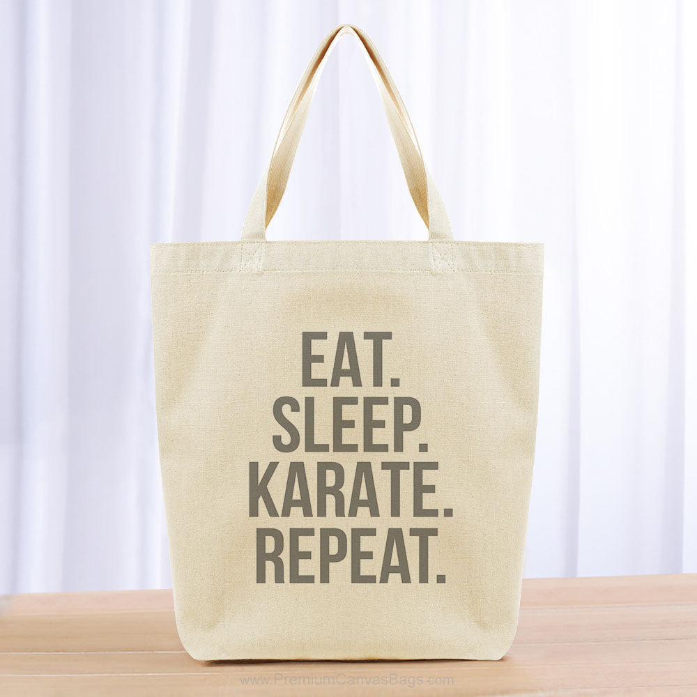 Eat Sleep Karate Repeat Tote Bag - gray