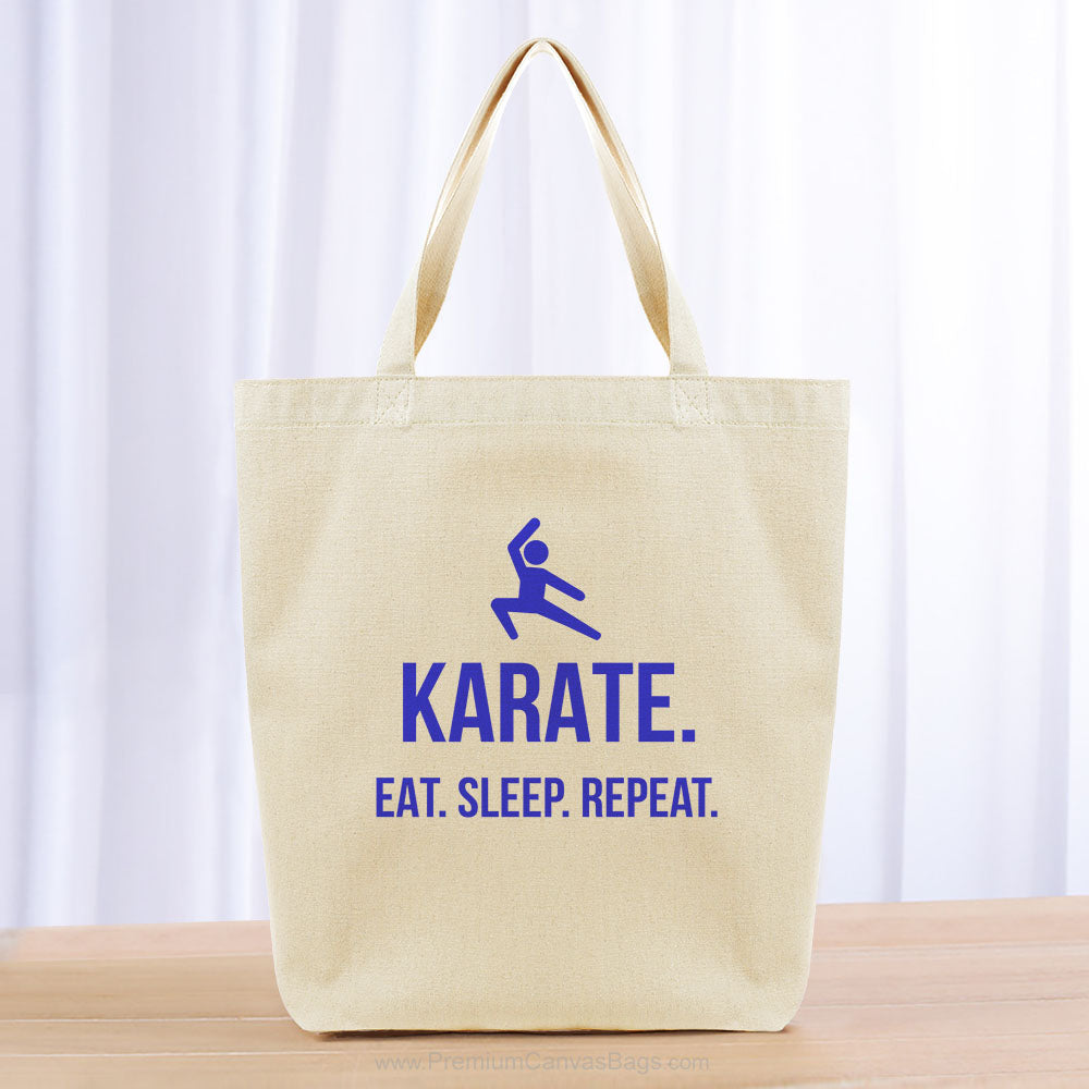 Karate Eat Sleep Repeat Tote Bag - blue