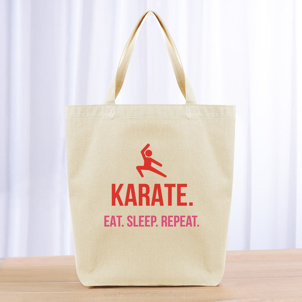 Karate Eat Sleep Repeat Tote Bag - yellow orange blue