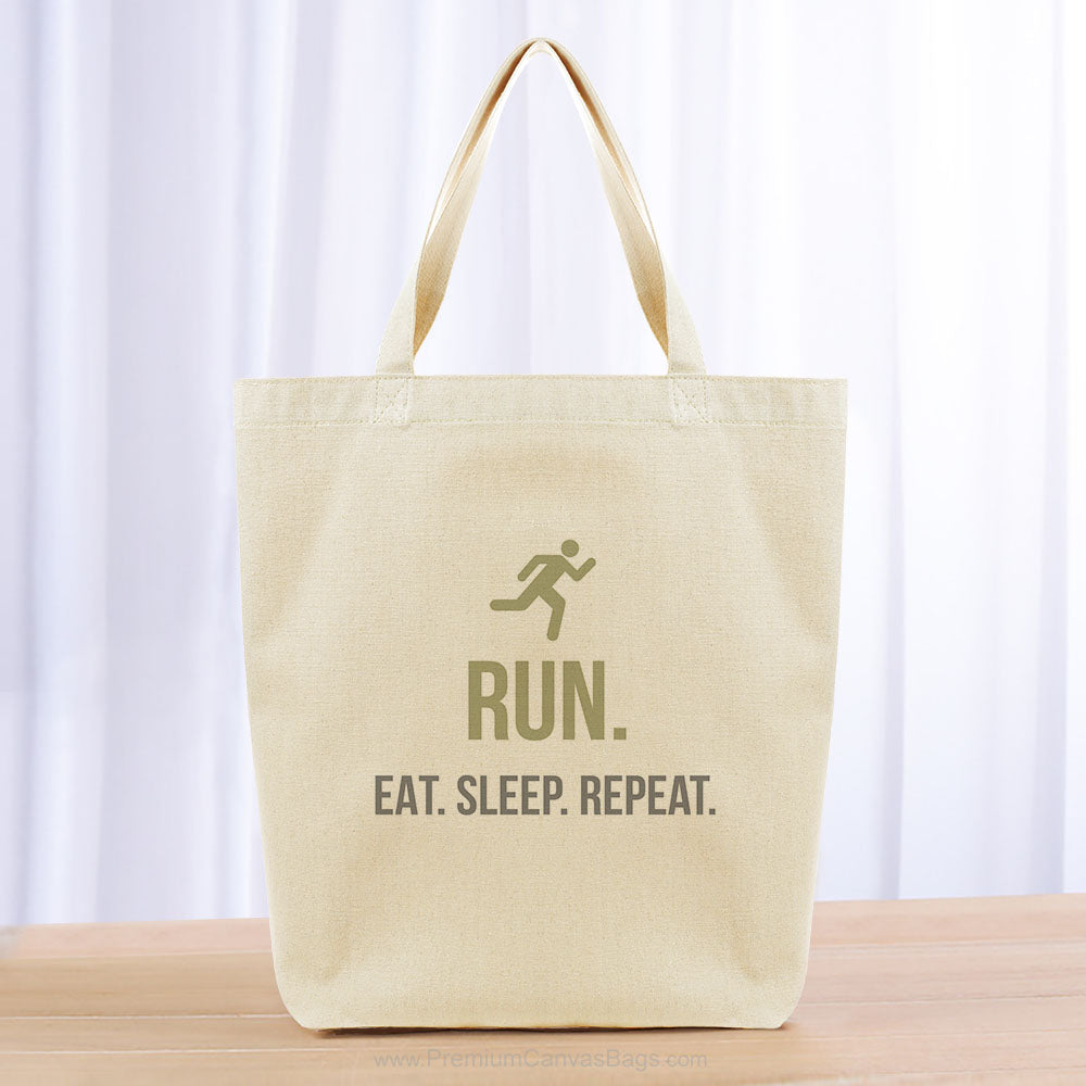 Run Eat Sleep Repeat Tote Bag - khaki gray