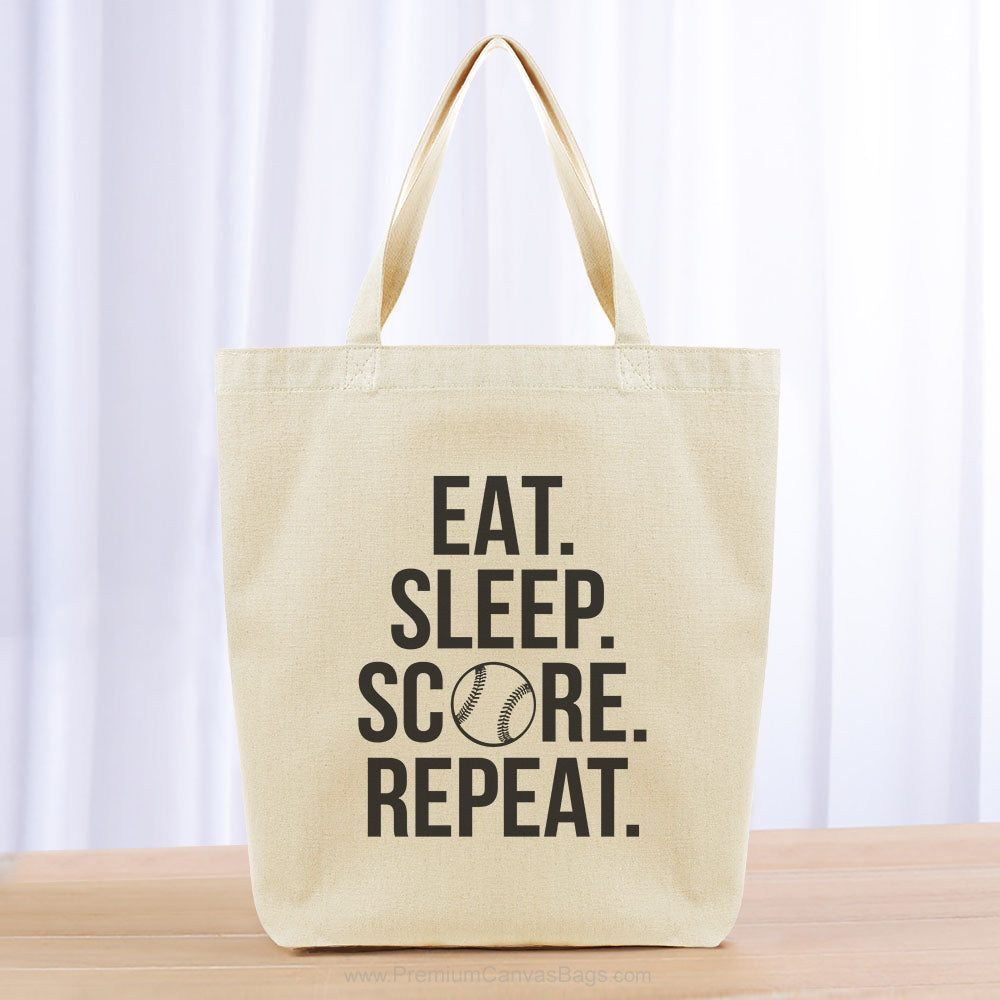 Eat Sleep Score Repeat Tote Bag - black