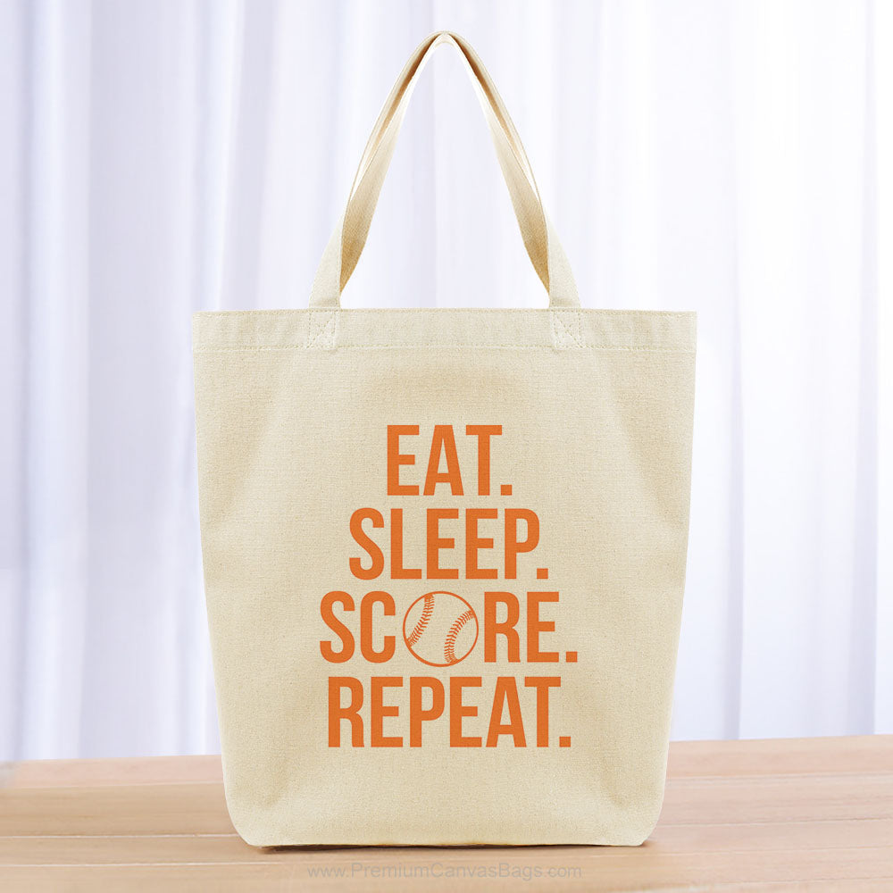 Eat Sleep Score Repeat Tote Bag - orange