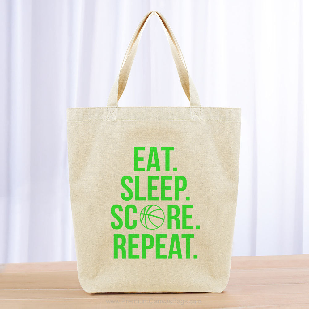 Eat Sleep Score Repeat Tote Bag - green