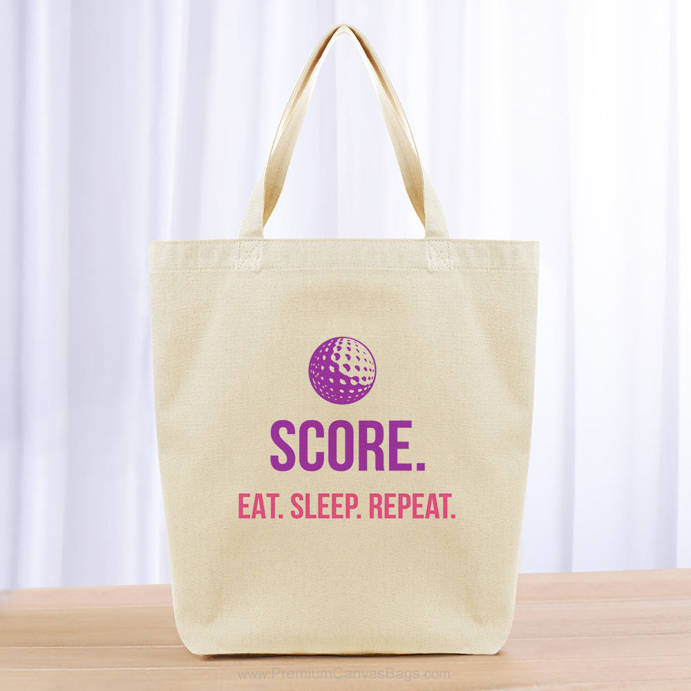 Score Eat Sleep Repeat Tote Bag - purple hot pink
