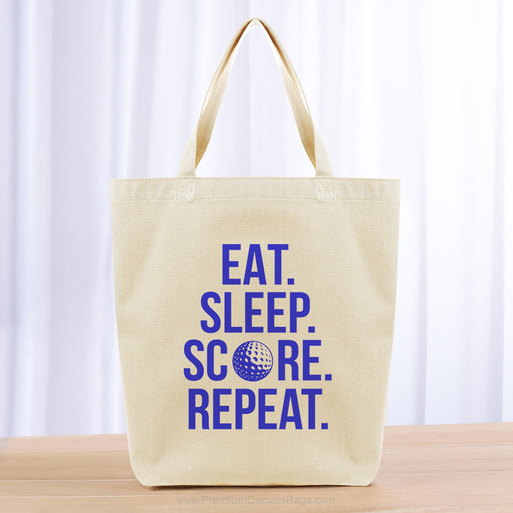 Eat Sleep Score Repeat Tote Bag - blue