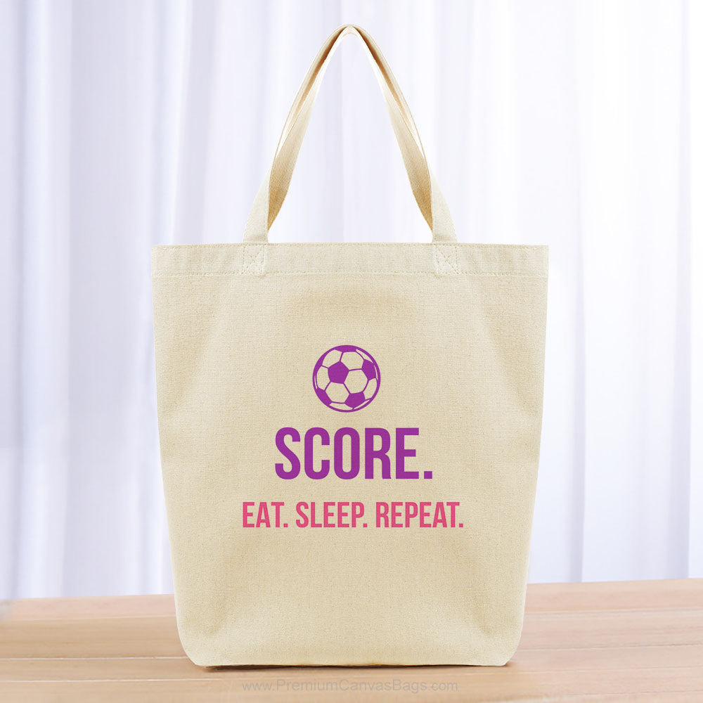 Score Eat Sleep Repeat Tote Bag - purple hot pink