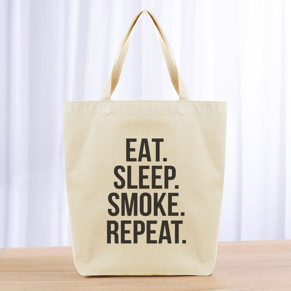 Eat Sleep Smoke Repeat Tote Bag - black