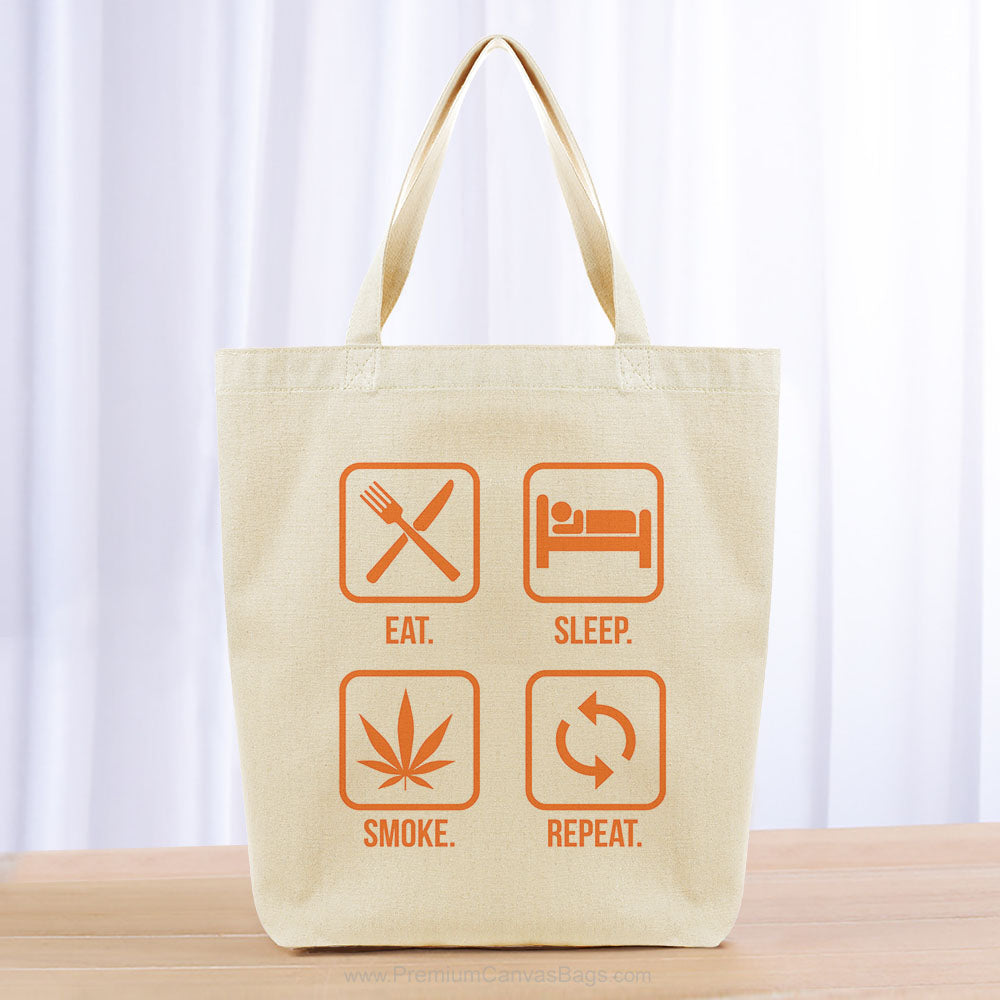 Eat Sleep Smoke Repeat Tote Bag - orange