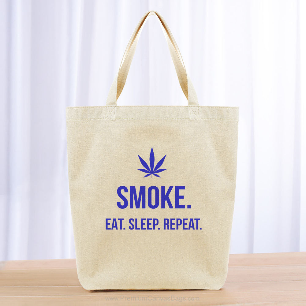 Smoke Eat Sleep Repeat Tote Bag - blue