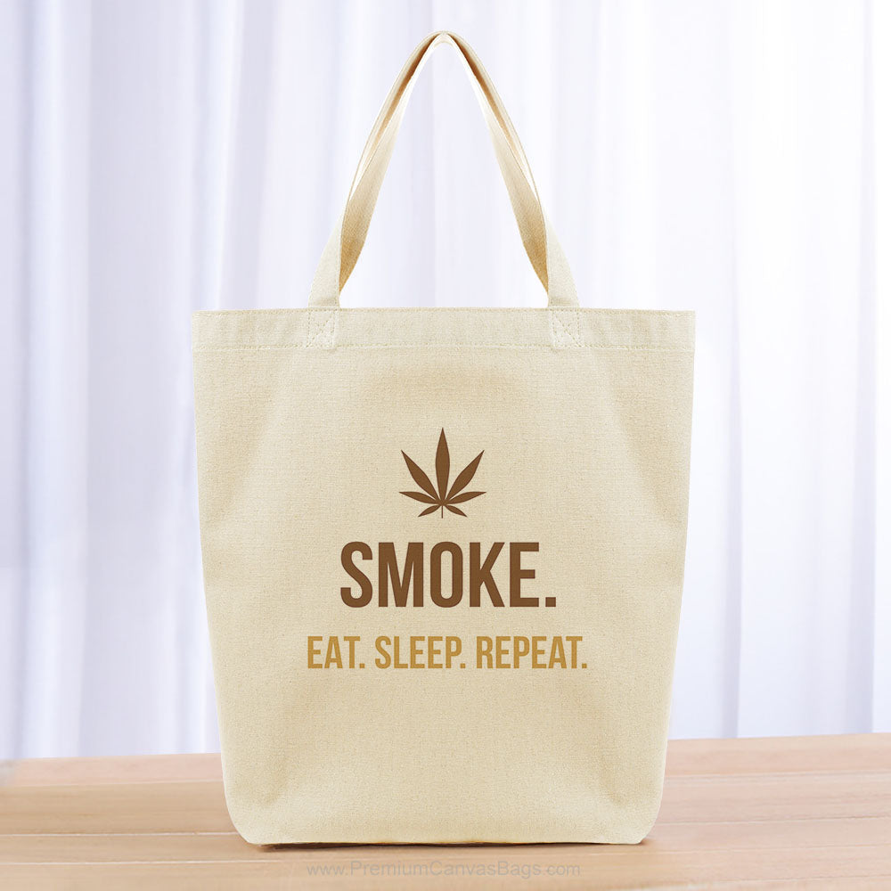 Smoke Eat Sleep Repeat Tote Bag - brown yellow orange